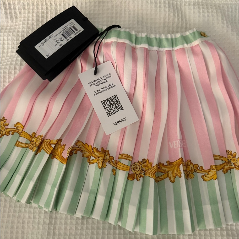Versace Striped Skirt with Gold Accents